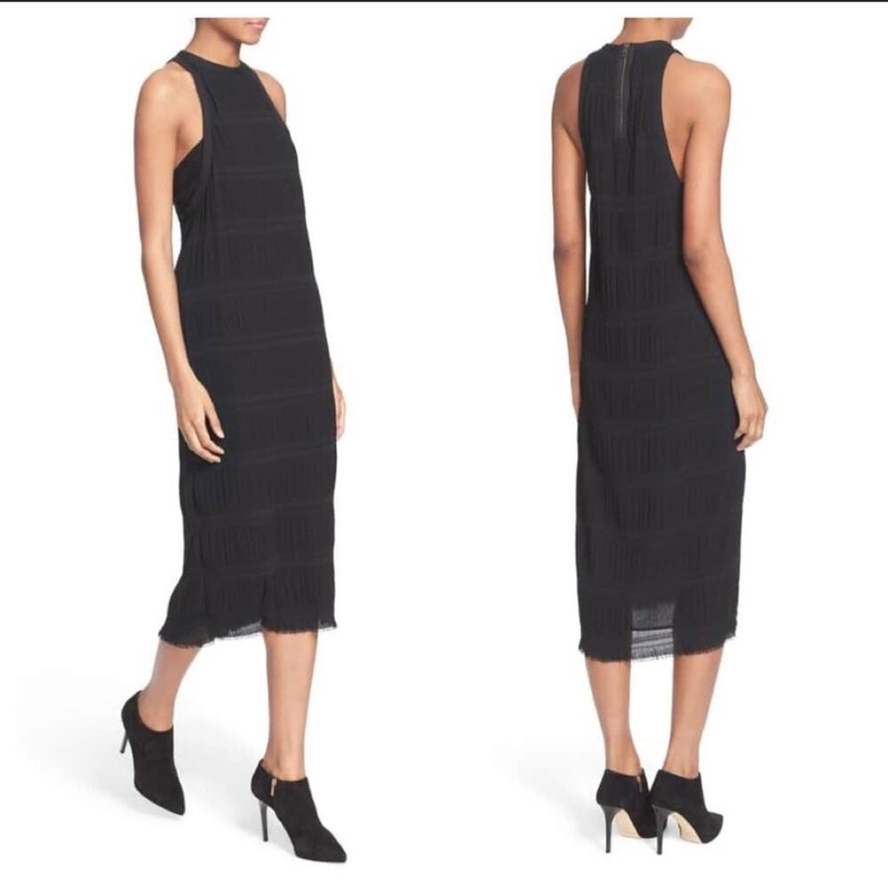 Superfine Chill Sleeveless Plisse Black Midi Dress Size S NWOT